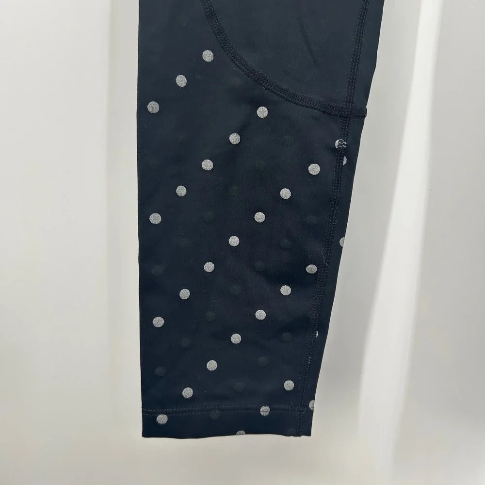 Nike Womens Epic Lux Running Leggings L Black Reflective Polka Dot Pockets 0825